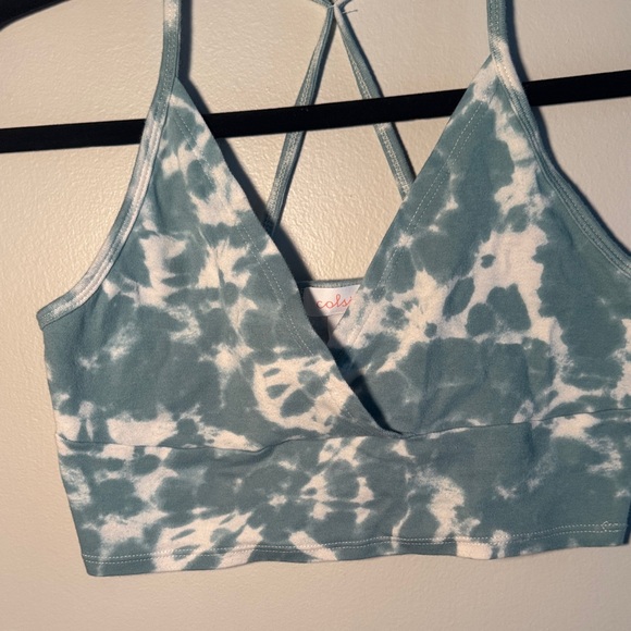 Colsie Teal and White Tie-Dye Bralette - Picture 4 of 4